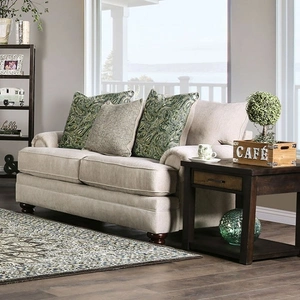 Furniture of America Hatfield Chenille Fabric Loveseat in Cream