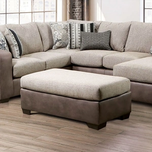 Furniture of America Ashenweald Fabric Square Ottoman, Brown/Light Brown