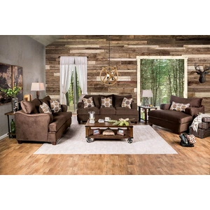 Furniture of America Wessington Fabric Living Room Set, Chocolate
