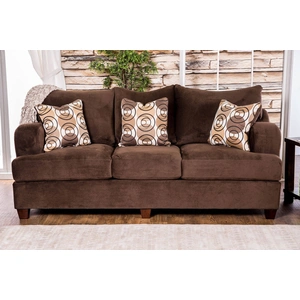 Furniture of America Wessington Chenille Fabric Sofa, Chocolate