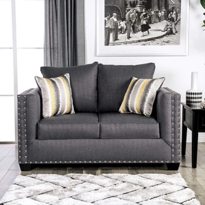 Furniture of America Inkom Linen Fabric Loveseat in Slate