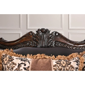 Furniture of America Jamael Chenille Fabric/Leatherette Sofa, Brown/Espresso