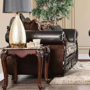 Furniture of America Jamael Chenille Fabric/Wood Loveseat in Brown/Espresso