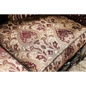 Furniture of America Quirino Fabric/Leatherette/Wood Sofa, Burgundy/Dark Brown