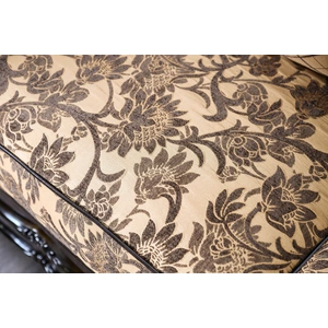 Furniture of America Quirino Chenille Fabric/Leatherette/Wood Loveseat in Tan/Dark Brown
