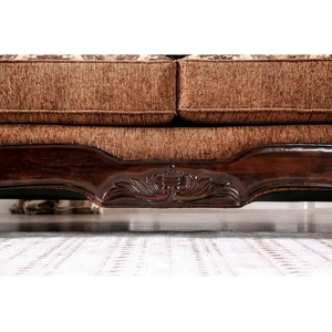 Furniture of America Tilde Chenille Fabric Loveseat, Brown/Dark Walnut