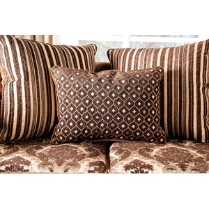 Furniture of America Tilde Chenille Fabric/Leatherette Sofa, Brown/Dark Walnut