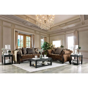 Furniture of America Tilde Fabric Living Room Set, Brown/Dark Walnut