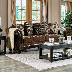 Furniture of America Tilde Fabric Living Room Set, Brown/Dark Walnut