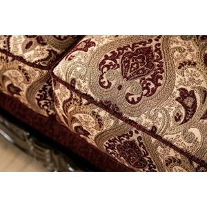 Furniture of America Matteo Chenille Fabric Wood Sofa, Burgundy/Brown