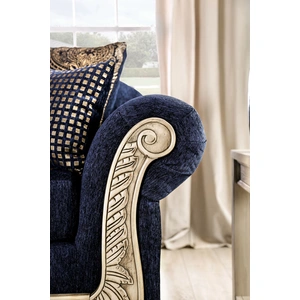 Furniture of America Marinella Chenille Fabric/Wood Sofa, Royal Blue
