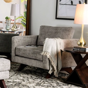 Furniture of America Harlech Chenille Fabric Chair in Gray