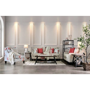 Furniture of America Nadene Chenille Fabric Living Room Set, Ivory