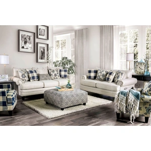 Furniture of America Nash Fabric Living Room Set, Ivory