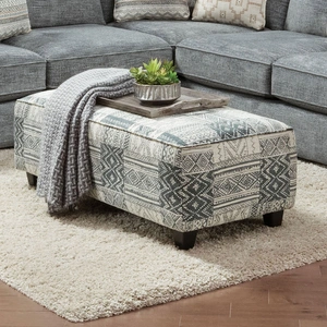 Furniture of America Eastleigh Fabric Rectangular Ottoman, Blue
