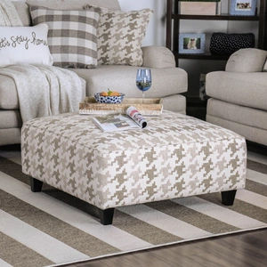 Furniture of America Christine Fabric Square Ottoman, Light Gray