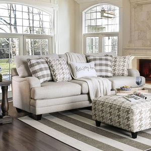 Furniture of America Christine Linen Fabric Sofa, Light Gray