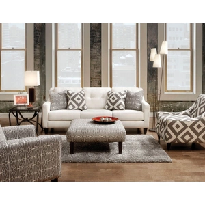Furniture of America Parker Fabric Living Room Set in Ivory/Gray