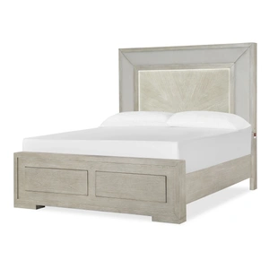 Cosmos Furniture Celine Bedroom Set Whitewashed Wood Coastal Transitional Bedroom Furniture Collection with Gold Accents, Beige