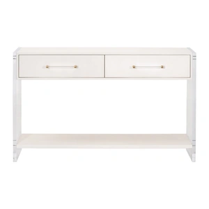 Essentials For Living Sonia Shagreen Console Table w/2 Drawers, White