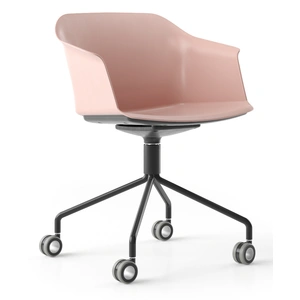 NARBUTAS Polytone C Visitor Chair w/Plastic Shell & Pyramid Type Powder-Coated Wire Steel Base w/Hollow Castors