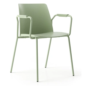 NARBUTAS Polytone L Conference Chair w/Plastic Shell & Powder-Coated Steel 4-Leg Frame w/Armrests on Glides