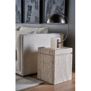 Universal Furniture Daxton Stone Square Accent Table, White Travertine