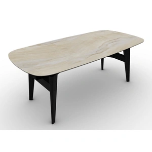 Calligaris Abrey W78.7-inch-98.4-inch-118.1-inch Ceramic/Wood Customizable Extendable Elliptical Dining Table