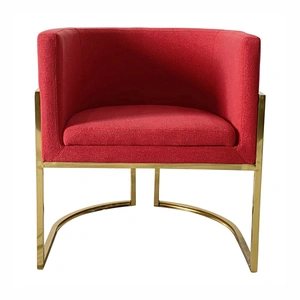 Furnings Timeless Velvet Sofa Chair, Red & Gold
