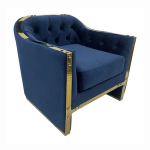 Furnings Timeless Velvet Sofa Chair, Navy & Gold