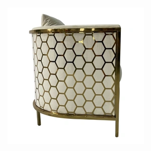 Furnings Timeless Velvet Sofa Chair, Beige & Gold