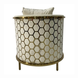 Furnings Timeless Velvet Sofa Chair, Beige & Gold
