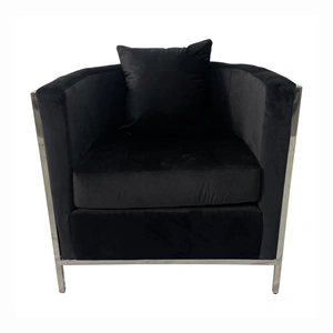 Furnings Timeless Velvet Sofa Chair, Black & Silver