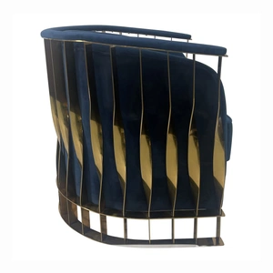 Furnings Timeless Velvet Sofa Chair, Navy Blue & Gold
