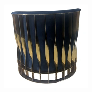 Furnings Timeless Velvet Sofa Chair, Navy Blue & Gold