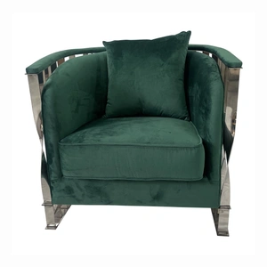 Furnings Timeless Velvet Sofa Chair, Green & Silver