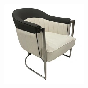 Furnings Timeless Vinyl Sofa Chair, Gray, White & Silver