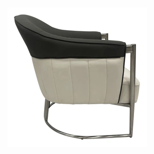 Furnings Timeless Vinyl Sofa Chair, Gray, White & Silver