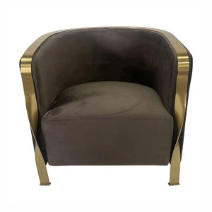Furnings Timeless Velvet Sofa Chair, Brown & Gold