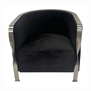 Furnings Timeless Velvet Sofa Chair, Gunmetal Gray & Silver