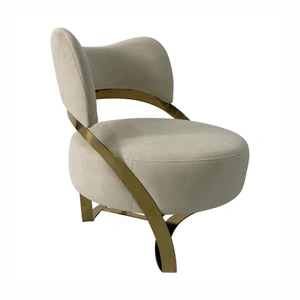 Furnings Timeless Velvet Sofa Chair, Light Beige & Gold