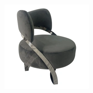 Furnings Timeless Velvet Sofa Chair, Ash Gray & Silver