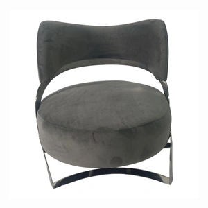 Furnings Timeless Velvet Sofa Chair, Ash Gray & Silver