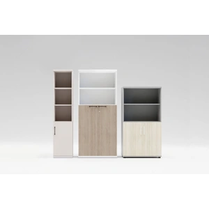MDD Office Furniture Standard Office Half-Bookcase w/Lockable Doors & Open Shelves