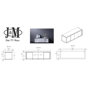 J&M Furniture Star Modern TV Base for TVs up to 62-inch, White