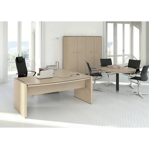 MDD Office Furniture Status Round Pedestal Cafe Table w/Metal Leg