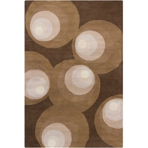 Chandra Stella Wool Rectangular Hand-tufted Rug, Brown/Grey/Ivory