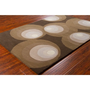 Chandra Stella Wool Rectangular Hand-tufted Rug, Brown/Grey/Ivory