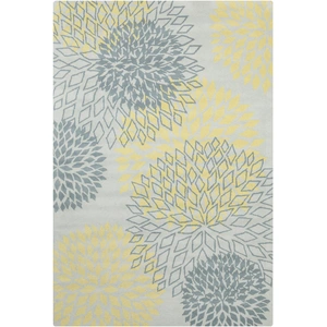 Chandra Stella Wool Rectangular Hand-tufted Rug, Grey/Yellow