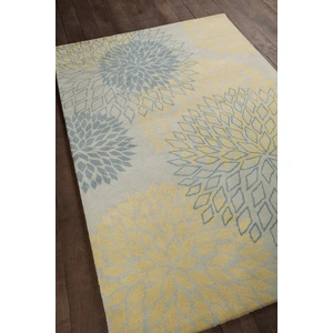 Chandra Stella Wool Rectangular Hand-tufted Rug, Grey/Yellow